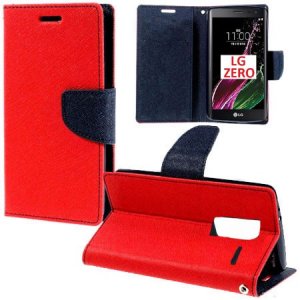 CUSTODIA FLIP ORIZZONTALE per LG ZERO, H650E CON INTERNO IN TPU, STAND E TASCHE PORTA CARTE COLORE ROSSO