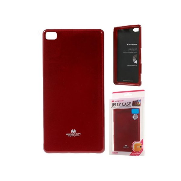 CUSTODIA GEL TPU SILICONE per HUAWEI ASCEND P8 COLORE ROSSO LUCIDO CON GLITTER ALTA QUALITA' MERCURY BLISTER
