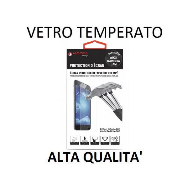 PELLICOLA PROTEGGI DISPLAY VETRO TEMPERATO 0,33mm per WIKO RAINBOW JAM 3G, RAINBOW JAM 4G ALTA QUALITA' MOCCA BLISTER