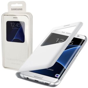 CUSTODIA S VIEW COVER PELLE ORIGINALE SAMSUNG COLORE BIANCO per SM-G935 GALAXY S7 EDGE CON FINESTRA ID BLISTER