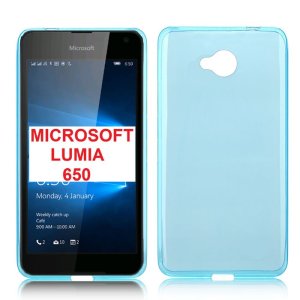 CUSTODIA GEL TPU SILICONE per MICROSOFT LUMIA 650 COLORE AZZURRO TRASPARENTE