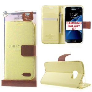 CUSTODIA FLIP ORIZZONTALE per SAMSUNG SM-G930 GALAXY S7 CON INTERNO IN TPU E STAND COLORE AVORIO ALTA QUALITA' ROAR BLISTER