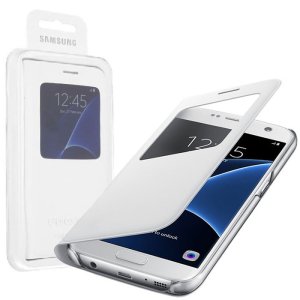 CUSTODIA S VIEW COVER PELLE ORIGINALE SAMSUNG COLORE BIANCO per SM-G930 GALAXY S7 CON FINESTRA ID EF-CG930PWEGWW BLISTER