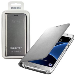 CUSTODIA ORIGINALE per SAMSUNG SM-G930 GALAXY S7 - LED VIEW COVER PELLE COLORE SILVER EF-NG930PSEGWW BLISTER