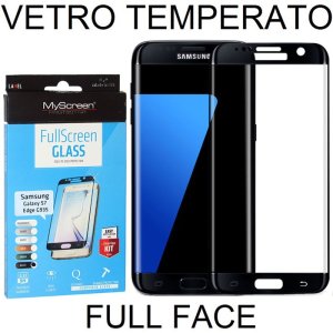 PELLICOLA VETRO TEMPERATO FULL FACE 0,3mm per SAMSUNG SM-G935 GALAXY S7 EDGE CON CORNICE COLORE NERO MYSCREEN BLISTER