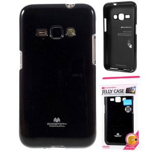 CUSTODIA GEL TPU SILICONE per SAMSUNG SM-J120 GALAXY J1 (2016) COLORE NERO LUCIDO CON GLITTER ALTA QUALITA' MERCURY BLISTER