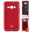 CUSTODIA GEL TPU SILICONE per SAMSUNG SM-J120 GALAXY J1 (2016) COLORE ROSSO LUCIDO CON GLITTER ALTA QUALITA' MERCURY BLISTER