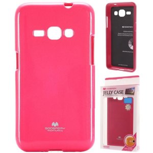 CUSTODIA GEL TPU SILICONE per SAMSUNG SM-J120 GALAXY J1 (2016) COLORE FUCSIA LUCIDO CON GLITTER ALTA QUALITA' MERCURY BLISTER