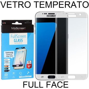 PELLICOLA VETRO TEMPERATO FULL FACE 0,3mm per SAMSUNG SM-G935 GALAXY S7 EDGE CON CORNICE COLORE BIANCO MYSCREEN BLISTER