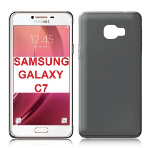 CUSTODIA GEL TPU SILICONE per SAMSUNG SM-C7000 GALAXY C7 COLORE NERO TRASPARENTE