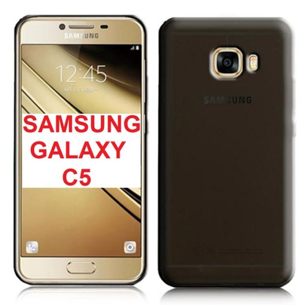 CUSTODIA GEL TPU SILICONE per SAMSUNG SM-C5000 GALAXY C5 COLORE NERO TRASPARENTE