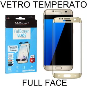 PELLICOLA VETRO TEMPERATO FULL FACE 0,3mm per SAMSUNG SM-G935 GALAXY S7 EDGE CON CORNICE COLORE ORO MYSCREEN BLISTER