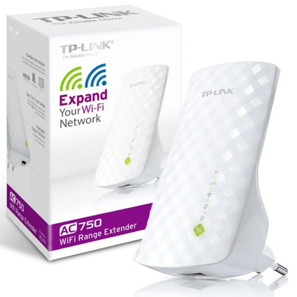 RANGE EXTENDER WI-FI CON VELOCITA' COMBINATA DUAL BAND FINO A 750Mbps E PORTA LAN COLORE BIANCO AC750 TP-LINK BLISTER