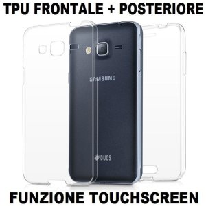 CUSTODIA per SAMSUNG SM-J320 GALAXY J3 2016 IN GEL TPU SILICONE FRONTALE + POSTERIORE ULTRA SLIM 0,3mm TRASPARENTE