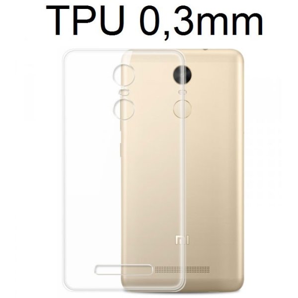 CUSTODIA GEL TPU SILICONE ULTRA SLIM TRASPARENTE 0,3mm per XIAOMI REDMI NOTE 3, REDMI NOTE 3 PRO