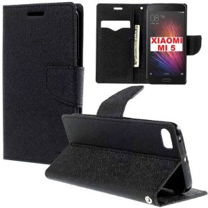 CUSTODIA FLIP ORIZZONTALE per XIAOMI MI 5 CON INTERNO IN TPU, STAND E CHIUSURA MAGNETICA COLORE NERO