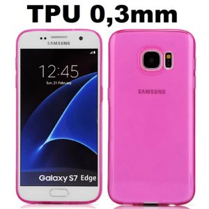CUSTODIA GEL TPU SILICONE ULTRA SLIM 0,3mm per SAMSUNG SM-G935 GALAXY S7 EDGE COLORE ROSA TRASPARENTE