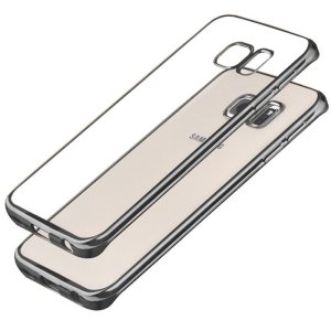 CUSTODIA GEL TPU SILICONE per SAMSUNG SM-G935 GALAXY S7 EDGE TRASPARENTE CON CORNICE COLORE NERO