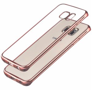 CUSTODIA GEL TPU SILICONE per SAMSUNG SM-G935 GALAXY S7 EDGE TRASPARENTE CON CORNICE COLORE FUCSIA