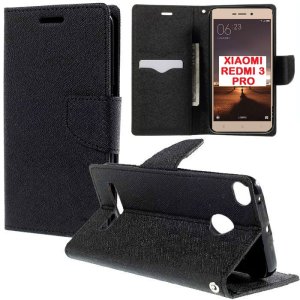 CUSTODIA per XIAOMI REDMI 3 PRO, 3S, 3X, 3S PRIME - FLIP ORIZZONTALE CON INTERNO IN TPU, STAND E CHIUSURA MAGNETICA NERO