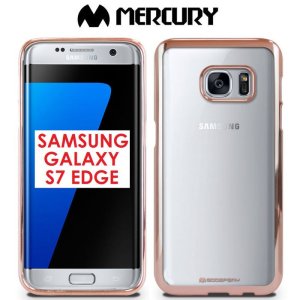 CUSTODIA GEL TPU SILICONE per SAMSUNG SM-G935 GALAXY S7 EDGE TRASPARENTE CON CORNICE ROSA ORO ALTA QUALITA' MERCURY