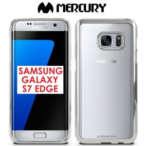 CUSTODIA GEL TPU SILICONE per SAMSUNG SM-G935 GALAXY S7 EDGE TRASPARENTE CON CORNICE SILVER ALTA QUALITA' MERCURY