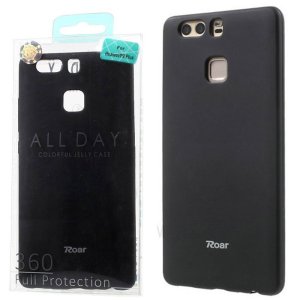 CUSTODIA per HUAWEI P9 PLUS IN GEL TPU SILICONE COLORE NERO ALTA QUALITA' ROAR COLORFUL BLISTER
