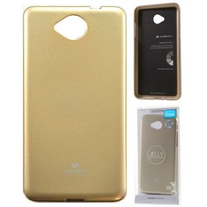 CUSTODIA per MICROSOFT LUMIA 650 IN GEL TPU SILICONE COLORE ORO LUCIDO CON GLITTER ALTA QUALITA' MERCURY BLISTER