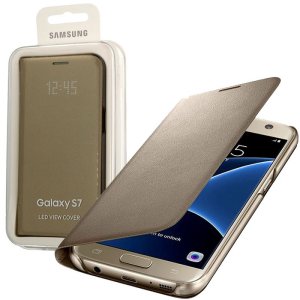 CUSTODIA ORIGINALE per SAMSUNG SM-G930 GALAXY S7 - LED VIEW COVER PELLE COLORE ORO EF-NG930PFEGWW BLISTER