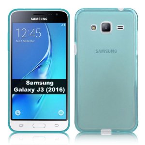 CUSTODIA per SAMSUNG SM-J320 GALAXY J3 2016 IN GEL TPU SILICONE COLORE BLU TRASPARENTE