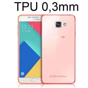 CUSTODIA per SAMSUNG SM-A310 GALAXY A3 (2016) IN GEL TPU SILICONE ULTRA SLIM 0,3mm COLORE ROSSO TRASPARENTE