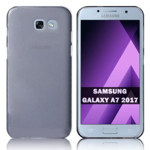 CUSTODIA per SAMSUNG SM-A720 GALAXY A7 2017 IN GEL TPU SILICONE COLORE NERO TRASPARENTE