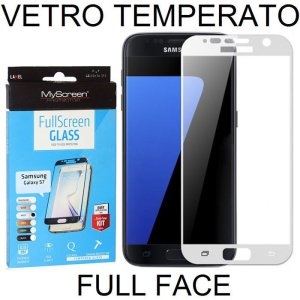 PELLICOLA VETRO TEMPERATO FULL FACE 0,3mm per SAMSUNG SM-G930 GALAXY S7 CON CORNICE COLORE BIANCO MYSCREEN BLISTER