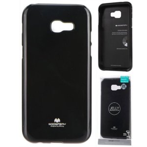 CUSTODIA per SAMSUNG SM-A320 GALAXY A3 (2017) IN GEL TPU SILICONE COLORE NERO LUCIDO CON GLITTER ALTA QUALITA' MERCURY