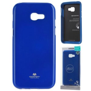 CUSTODIA per SAMSUNG SM-A320 GALAXY A3 (2017) IN GEL TPU SILICONE COLORE BLU LUCIDO CON GLITTER ALTA QUALITA' MERCURY