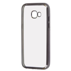 CUSTODIA per SAMSUNG SM-A520 GALAXY A5 (2017) IN GEL TPU SILICONE TRASPARENTE CON CORNICE COLORE NERO