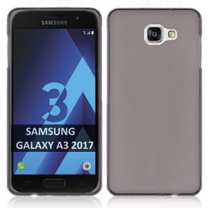 CUSTODIA per SAMSUNG SM-A320 GALAXY A3 (2017) IN GEL TPU SILICONE COLORE NERO TRASPARENTE