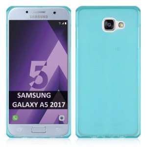 CUSTODIA per SAMSUNG SM-A520 GALAXY A5 (2017) IN GEL TPU SILICONE COLORE BLU TRASPARENTE