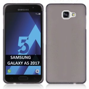 CUSTODIA per SAMSUNG SM-A520 GALAXY A5 (2017) IN GEL TPU SILICONE COLORE NERO TRASPARENTE
