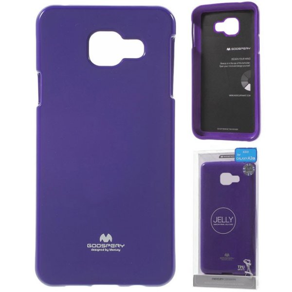 CUSTODIA per SAMSUNG SM-A310 GALAXY A3 (2016) IN GEL TPU SILICONE COLORE VIOLA LUCIDO CON GLITTER ALTA QUALITA' MERCURY