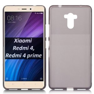 CUSTODIA per XIAOMI REDMI 4, REDMI 4 PRIME, REDMI 4 PRO IN GEL TPU SILICONE COLORE NERO TRASPARENTE