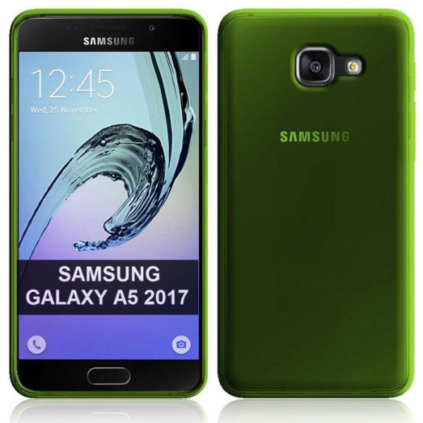 CUSTODIA per SAMSUNG SM-A520 GALAXY A5 (2017) IN GEL TPU SILICONE COLORE VERDE TRASPARENTE
