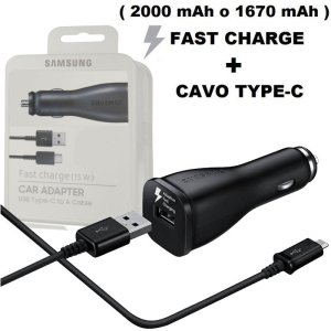 CARICATORE AUTO 15W FAST CHARGE CON 1 PORTA USB + CAVO TYPE-C COLORE NERO EP-LN915CBEGWW ORIGINALE SAMSUNG IN BLISTER