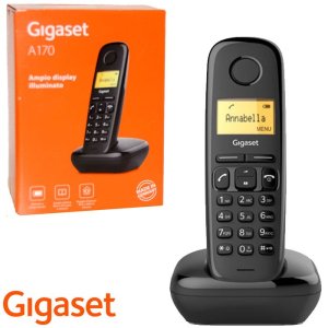 CORDLESS CON DISPLAY IDENTIFICATIVO CHIAMANTE E CRONOLOGIA DELLE CHIAMATE COLORE NERO A170 GIGASET BLISTER