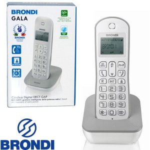 CORDLESS CON IDENTIFICATIVO DEL CHIAMANTE, SVEGLIA E FUNZIONE ECO DECT COLORE GRIGIO GALA BRONDI BLISTER