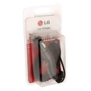 CARICATORE AUTO per LG KG800, KP235, KF310 CON CAVO A SPIRALE COLORE NERO CLA300 LG ORIGINALE IN BLISTER SEGUE COMPATIBILITA'..