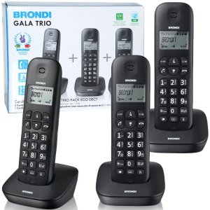 CORDLESS TRIO CON DISPLAY IDENTIFICATIVO CHIAMANTE E CRONOLOGIA DELLE CHIAMATE COLORE NERO GALA TRIO BRONDI BLISTER