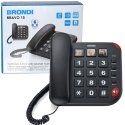 TELEFONO FISSO CON GRANDI TASTI, VIVAVOCE, TASTO SOS E INDICATORE CHIAMATE LED COLORE NERO BRONDI BRAVO 15 BLISTER