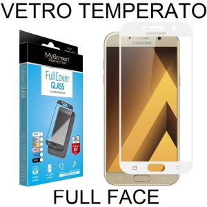 PELLICOLA per SAMSUNG SM-A320 GALAXY A3 (2017) IN VETRO TEMPERATO FULL FACE 0,3mm CON CORNICE COLORE BIANCO BLISTER