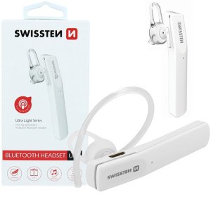 AURICOLARE BLUETOOTH 3.0 MONO MULTIPOINT PER CHIAMATE E ASCOLTO MUSICA COLORE BIANCO SWISSTEN 51105100 BLISTER